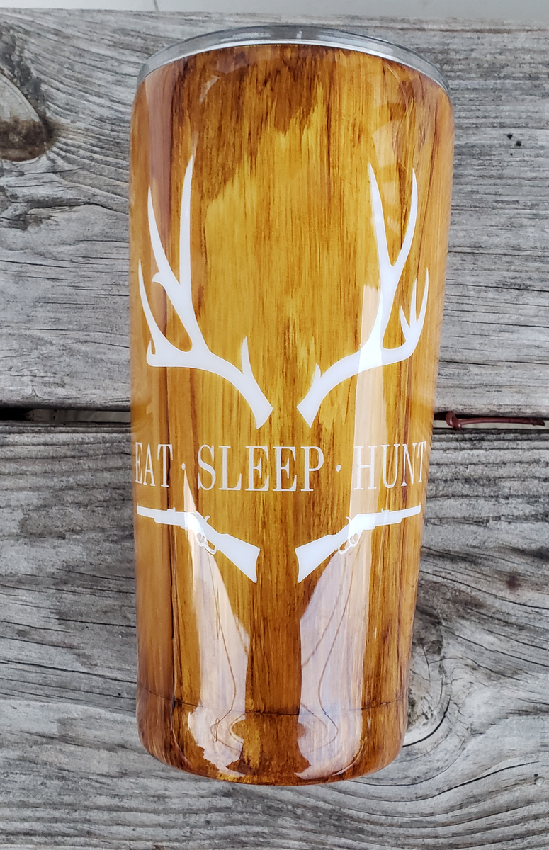 Deer head wood grain tumbler
