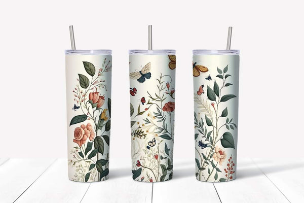 Butterflies and Flowers Tumbler